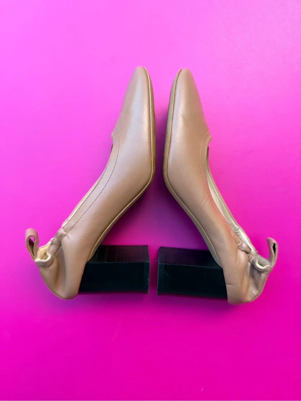 Everlane Day High Heel Size 5 Pecan Italian Leather Comfortable Block Heel Pumps